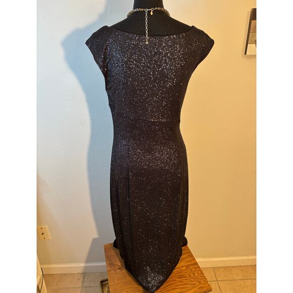 CONNECTED APPAREL Short Cap Sleeve Glitter Knit Dress in Gunmetal Sz 10 Women’s - Picture 8 of 10